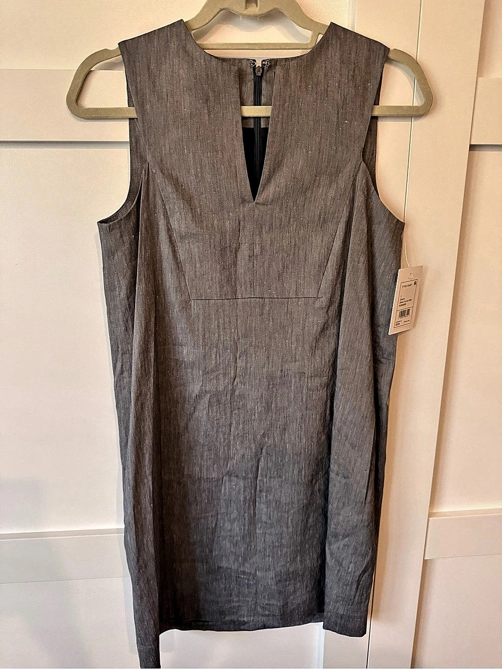 Theory FT Slit Shift in Sleek Crunch Mel Mini Dress Gray Blue Size 2 NWT